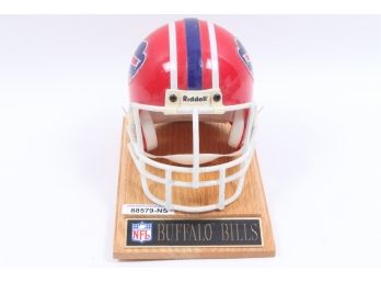 SHARCO Buffalo Bills Mini Helmet Riddell Metal Face Mask Vintage NFL Rare With Wood Base