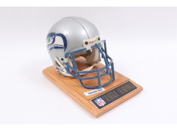 SHARCO Seattle Seahawks Mini Helmet Riddell Metal Face Mask Vintage NFL Rare With Wood Base