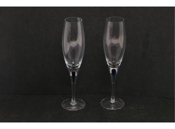 Pair Of Orrefors Champagne Flutes