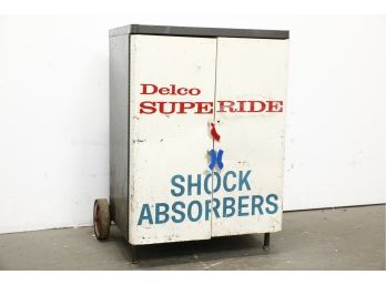 Vintage Automobile Delco Superride Shock Absorbers Advertising Storage Cabinet
