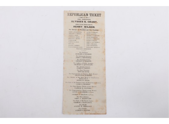 1872 Illinois Republican Election Ticket - Grant/Wilson Plus Local Canadidates