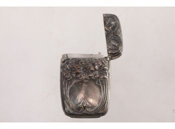 Art Nouveau Silver Plate Pocket Match Safe