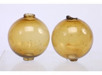2 Late 1800's Amber Glsss Lightning Rod Balls