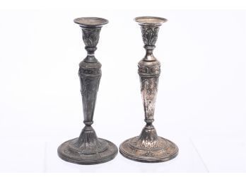 2 Early  1900's Semi Matching Candle Sticks - Different Bases