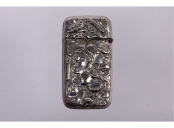 Beautiful Art Nouveau Lady Silver Plate Pocket Match Safe