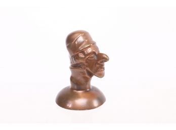 Late 1800's Cast Bronze Bust Of Jewish Banker Or Industrialist Paperweight