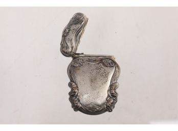 Art Nouveau Silver Plate Pocket Match Safe