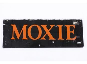 Small Early 1900's Moxi Reverse Painted On Glass Display Sign