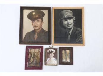 5 Framed WWII Military Portraits / Pictures