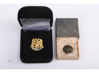 NEA Lifetime Membership Pin With Masonic 50 Year Pin