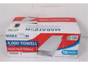 Marathon Multifold Paper Towels, 1-Ply, 9 1/5' X 9 2/5', White (4000 Ct.)