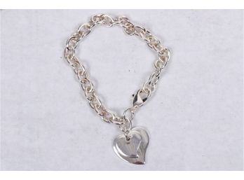 Heavy Sterling Silver Heart Ladies Bracelet