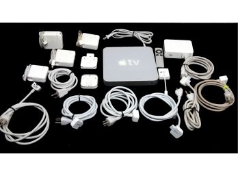 Apple TV (Gen 1) W/remote, Cinema HD Power Adapter & Many Miscellaneous AC & Other Power Cords