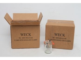 2 Boxes Of Weck 760-Mini Mold Mason Jars With Rings & Clamps