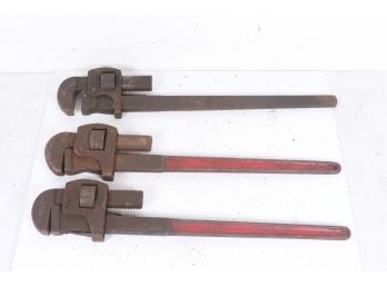 Group Of Vintage 22' Pipe Wrench's Including Walworth