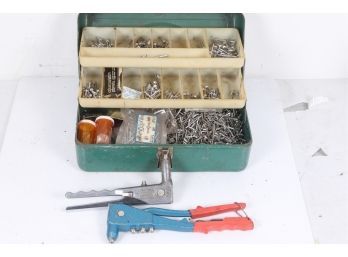 Rivet Guns With Tons Of Rivets In Metal Storage Box
