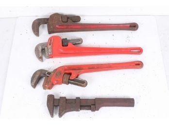 Group Of Pipe Wrench's Including Ridgid