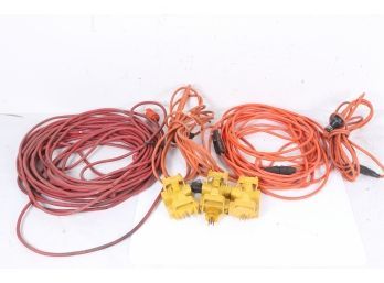 Group Of Extension Cords And Multi Plugs