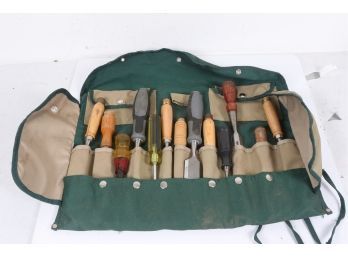 Large Group Of Chisels In Carrying Case