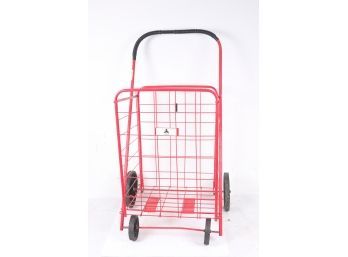 Red Metal Folding Shopping Cart