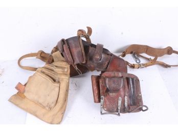 Leather Tool Belt With Multiple Pouches