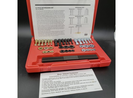 New In Box CRAFTSMAN 40 Pc Rethreading Tool Set SAE And Metric - Made In USA