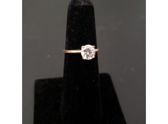 Solid 14k Engagement Ring With 6mm CZ - Size 5 1/4