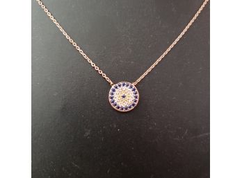 Rose Gold Over Sterling Silver Necklace With Round Pendant