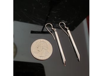 Vintage Pair Of Sterling Silver Tube Earrings 1 3/4' Long