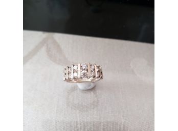Beautiful Sterling Silver And CZ Ring - Size 6
