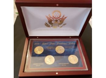 Set Of 4 Presidential  Commemorative $1 Coins In Nice Wooden Presentation Box