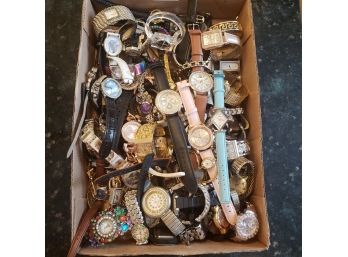 Large Lot Of Used Watches For Repair (mostly Batteries) Or Parts
