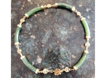 15' Genuine Jade Necklace With Safety Clasp