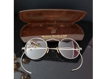 Antique Bausch And Lomb Silver Round Flexible Textured Eyeglasses In Original Case