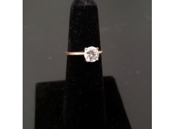 Solid 14k Engagement Ring With 6mm CZ - Size 5 1/4