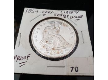 1854 Seated Liberty Silver Dollar COPY - 1 Troy Oz Of .999 Fine Silver