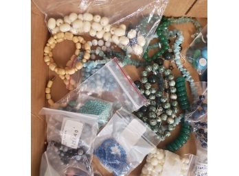 Large Lot Of Natural Stone Beads - Strands And Bags - All Sorted