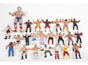 Large Group Of 1980s LJN Titan Rubber WWF Wrestling Figures