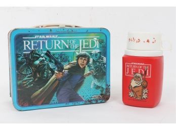 Vintage 1983 Star Wars Return Of The Jedi Metal Lunch Box With Thermos