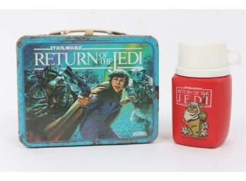 1983 Star Wars Return Of The Jedi Metal Lunch Box With Thermos