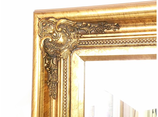 Large 48' X 38' Vintage Gold Beveled Wall Mirror By Carolina Mirror Company