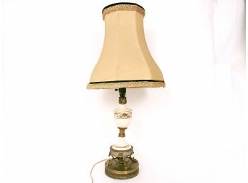 Nice Limoges Style Ceramic Lamp With Brass Dolphin Base