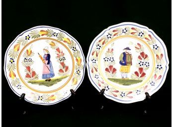 Wonderful Pair Of French Henriot Quimper Plates