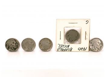 1920, 1924, 1925 Buffalo Nickel,  5 Coins