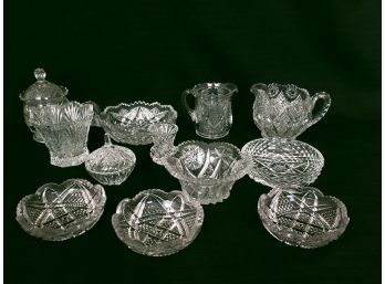 Mixed Lot Of Crystal, Pressed Glass, Possibly American Brilliant Cut