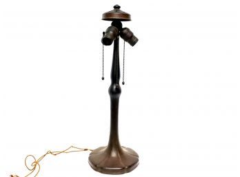 Antique Art Deco Stamped Handel Bronze Lamp Base 3 Socket