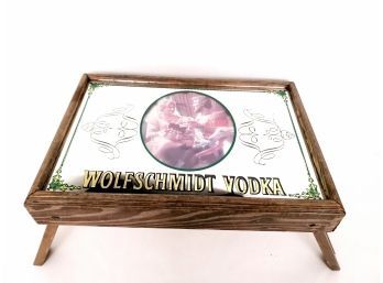Vintage Wolfschmidt Vodka Wooden Mirror Top Bar Stand (multipurpose)