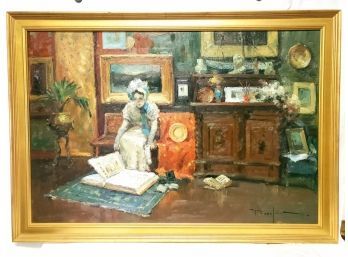 Large Signed Oil On Canvas Painting, Copy Of William Merritt Chase