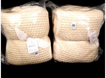 2 Pottery Barn Thermal Knit Sherpa Backed Throw Blankets New In Packaging