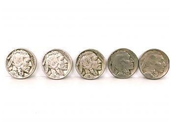 5 1929 Buffalo Nickel Coins